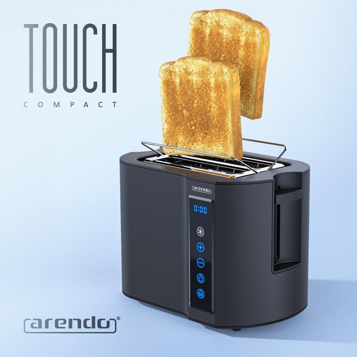 Image du produit Arendo Grille-pain en acier inoxydable 2 tranches à fentes courtes, écran tactile, écran avec affichage du