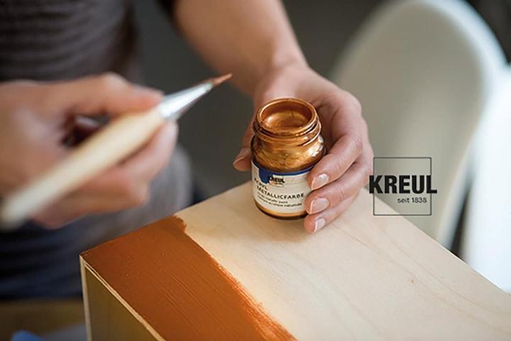 Actual product image Kreul acrylic metallic colours, basic set, 6 x 20 ml (Violet, Green, Gold, Blue, Copper, Red, 120 ml)