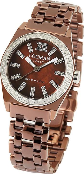 Locman Italy Damenuhr Stealth mit Diamanten 1,76 ct. braun Ref.0204PN (Analoguhr, 33 mm)