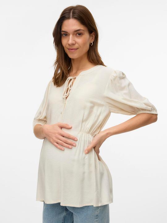 Immagine prodotto Mamalicious Normal geschnitten Mandarin Kragen Elastische Bündchen Ballonärmel Top Bluse (S)