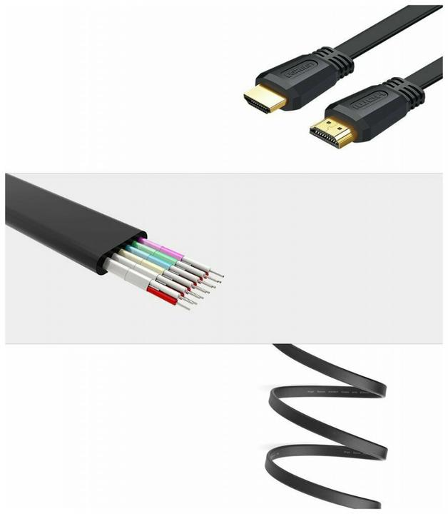 Image du produit Ugreen HDMI 2.0 bande plate 4K 1080p plaqué or (3 m, HDMI)