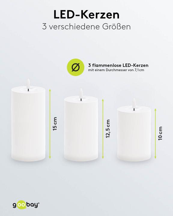 Produktbild Goobay 3er-Set LED-Kerzen (3 x)