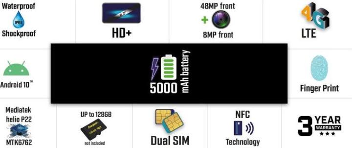 Image du produit Energizer H620S 4G NOIR IP69 (64 Go, Juoda, Multicolore, 6.20", Double SIM hybride, 48 Mpx, 4G)