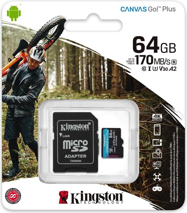 Image du produit Kingston Canvas Go Plus (64 Go, microSDXC, U3, UHS-I)