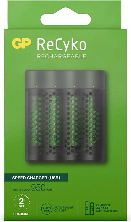 Actual product image GP Batteries ReCyko M451/100 4-Port USB Ladegerät inkl.4xAAA NiMh 950mAh (5 pcs., AAA, 950 mAh, Battery + charger)
