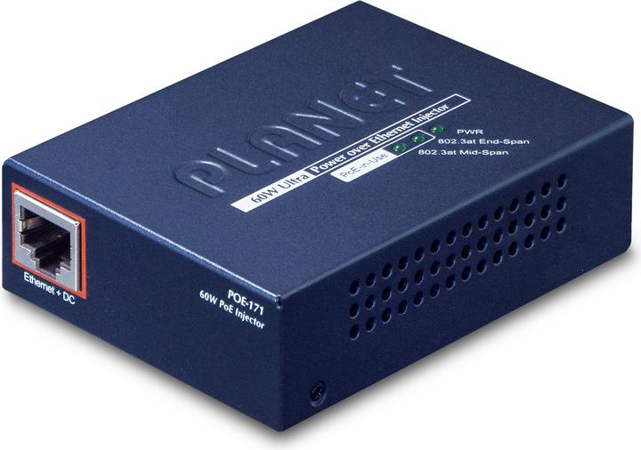 Actual product image Planet POE-171 Ultra PoE Injector (802.3af (PoE), 802.3at (PoE+), 60 W)