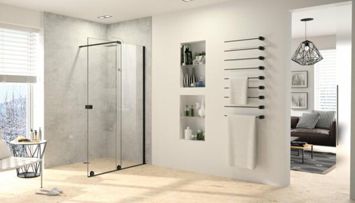 Produktbild Hüppe Xtensa pure Walk-In Gleittür 1teilig, mit festem Segment, Breite:180cm, Anschlag links, Quer (211 cm, 108 cm, 22 cm)