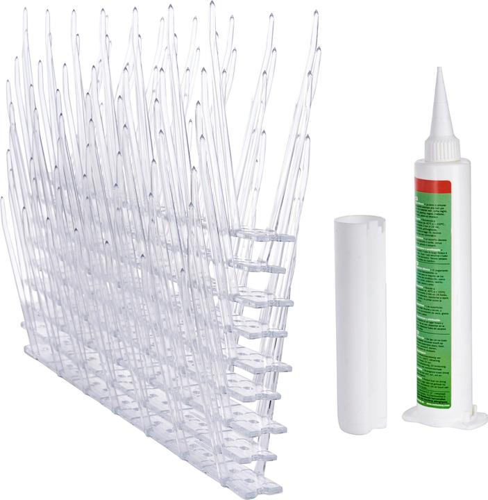 Produktbild Swissinno Taubenabwehrspikes transparentes Polycarbonat 300cm inkl. Silikonkleber