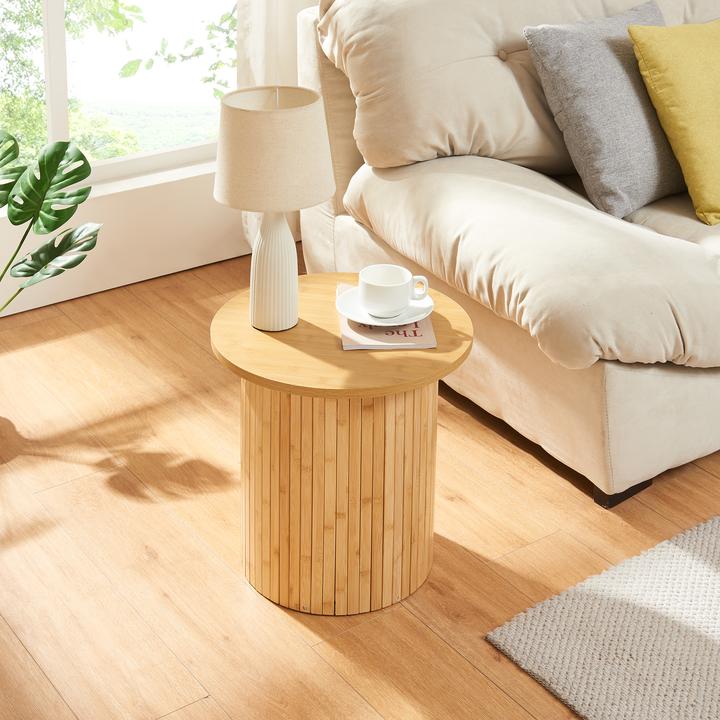 Produktbild En.Casa Beistelltisch Ledepid 40xØ40 cm mit überstehender Tischplatte Natur