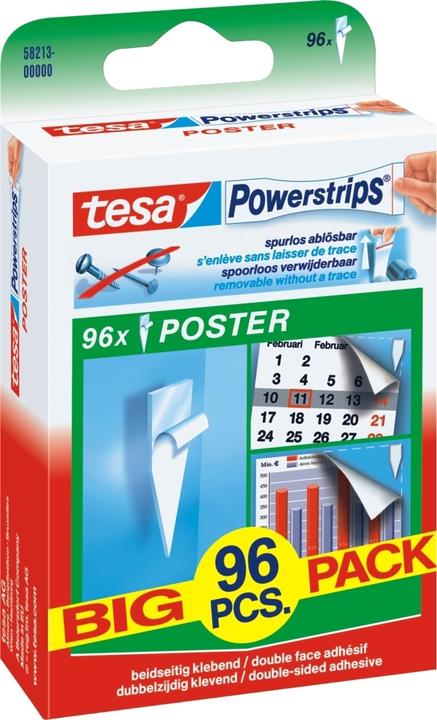 Actual product image tesa Powerstrips POSTER, Big Pack, 200g holding power, 96x double-sided adhesive strips