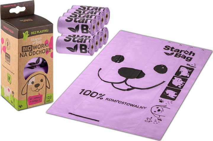 Actual product image Starch Bag STARCHBAG BIO compostable poo bags purple - 8x15 pieces (Cat, Dog)