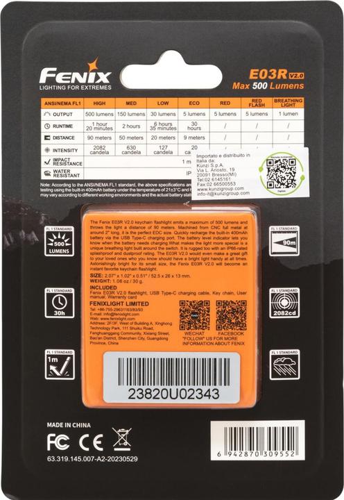 Actual product image Fenix E03R V2.0 (5.25 cm, 500 lm)