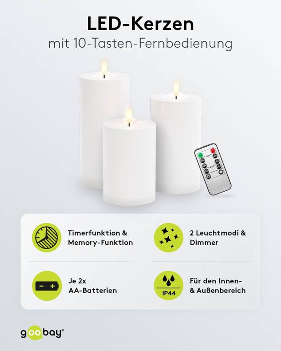 Produktbild Goobay 3er-Set LED-Kerzen (3 x)