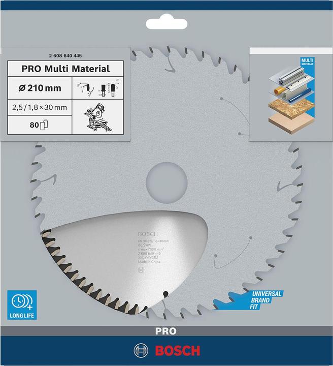 Actual product image Bosch Professional Zubehör PRO Multi Material circular saw blade, 210 x 2.5 x 30 mm