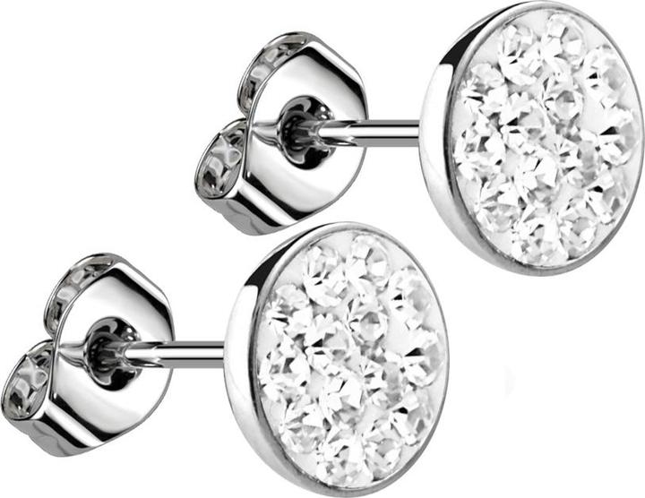 Star Piercing Ohrstecker silber Teller Kristall silber (Chirurgenstahl 316L, ohne Messing)