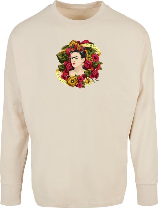 Merchcode Ladies Frida Kahlo - Much flowers Oversized Cut On Sleeve Longsleeve - 116081