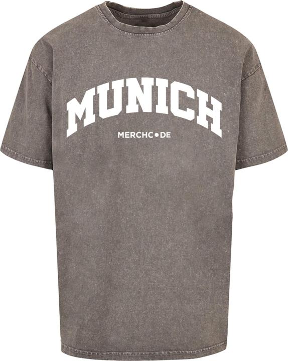 Merchcode Munich Wording - Acid Washed Oversize Tee - 113017