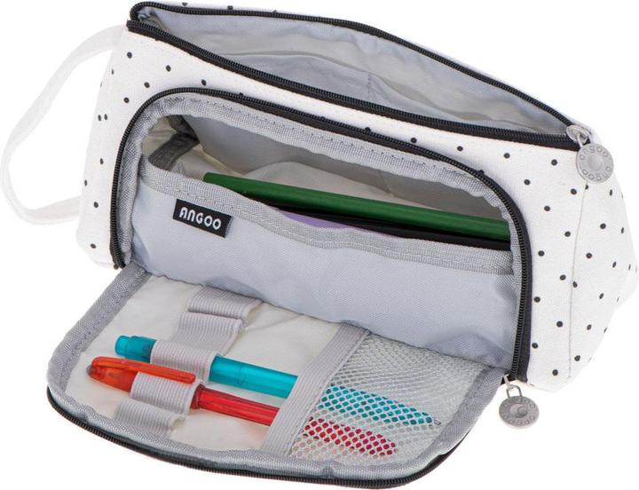 Ikonka Schule Doppeltasche Kosmetiktasche in Polka Dots