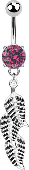 Star Piercing Banane silber mit Anhänger 3 Federn pink (Chirurgenstahl 316L, ohne Messing)