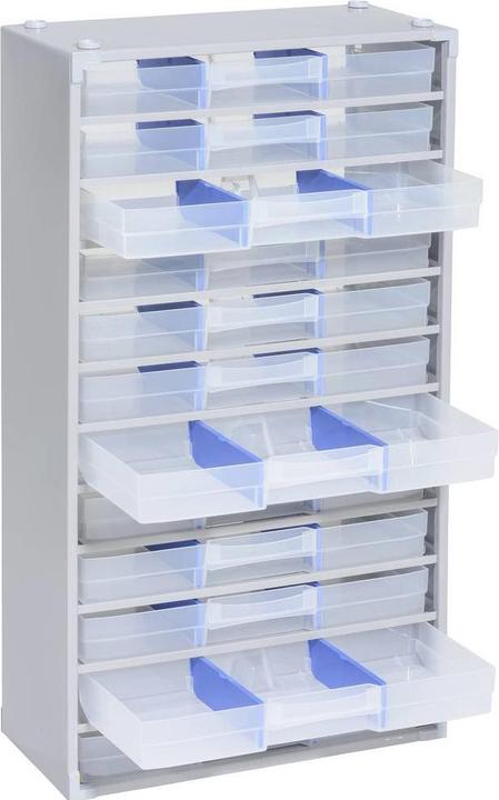 Produktbild eurokraft pro Metall-Kleinteilemagazin, HxBxT 565x300x140 mm, 12 Schubladen, 24 Trennstege (14 cm, 56.50 cm)