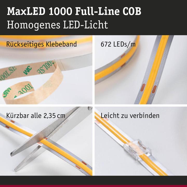Image du produit Paulmann Bande COB MaxLED 1000 Full-Line (Blanc neutre, Blanc froid, Blanc chaud, 250 cm, Intérieur)