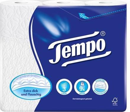 Tempo Papier toilette 3 épaisseurs blanc (9 x)