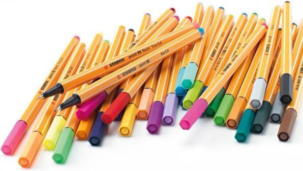 Actual product image STABILO point 88 Fineliner (Red, Green, Lilac, Black, Blue, Violet, 6 x)