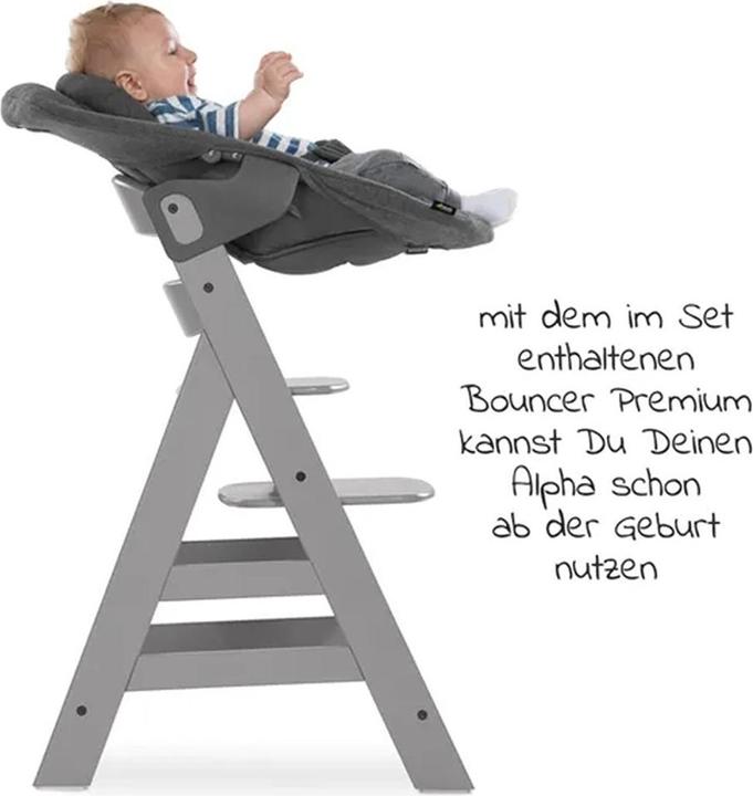Produktbild Hauck Hochstühle Alpha Plus Grey XXL Newborn Set - Hochstuhl + 2in1 (Hochstuhl)