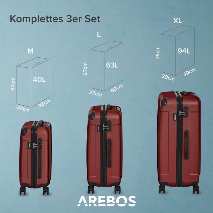 Actual product image Arebos Reisekoffer (94 l, M (50 - 90l), L (90 - 115l), XL (from 140l))