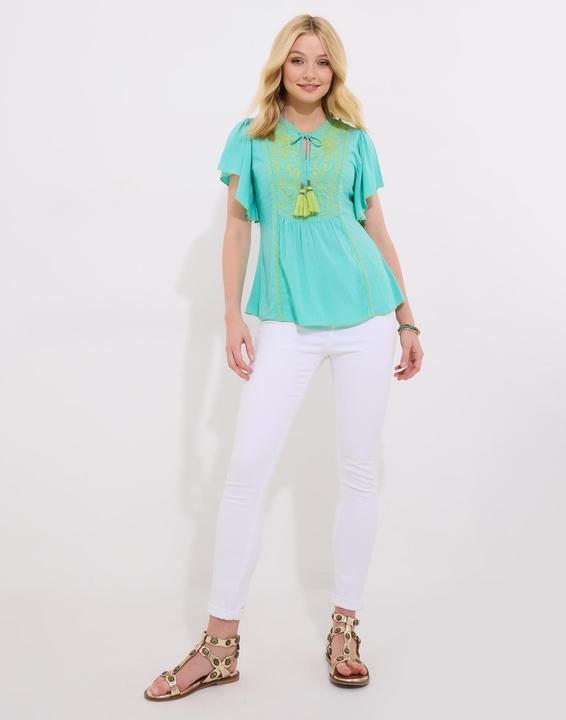 Actual product image Joe Browns Lightweight Boho Embroidered Floaty Sleeve Top