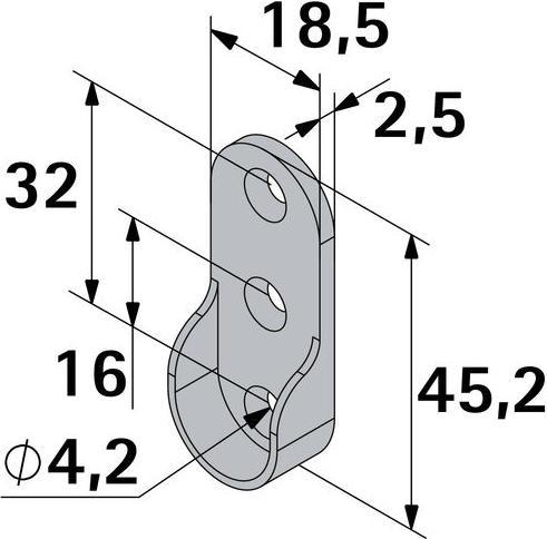 Produktbild Hettich Schrankrohr-Lager, für Rohrprofil oval 15 x 30 mm, verchomt