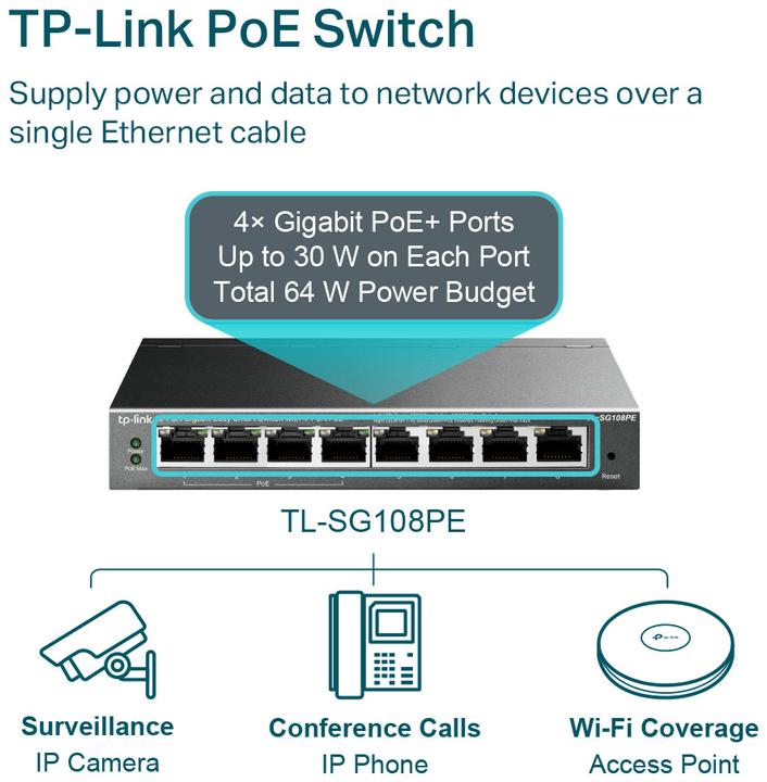Immagine prodotto TP-Link Tl-Sg108pe (8 Porti)