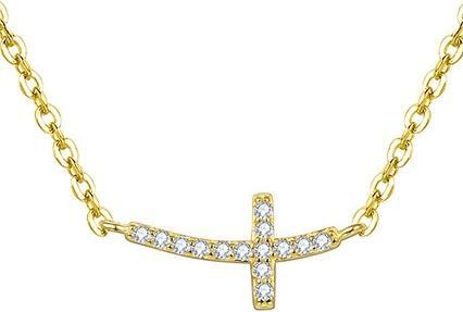 Beneto Gold plated silver necklace with cross AGS546 / 47-GOLD