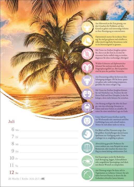 Produktbild Harenberg Horoskope Wochenkalender 2026 - Wochenkalender mit Prognosen für alle Sternzeichen (Deutsch)
