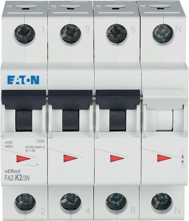 Actual product image Eaton Circuit breaker, 2 A, 3p+N, 279006