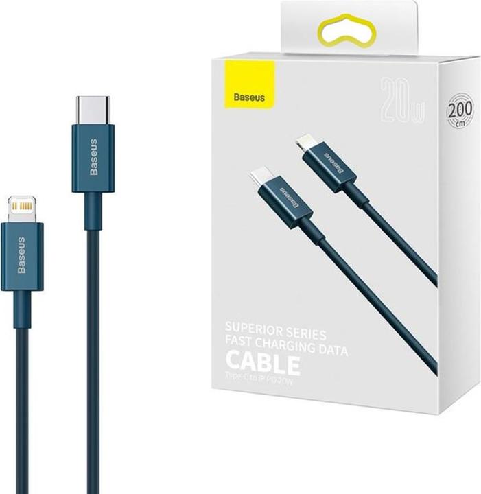 Actual product image Baseus Superior Series Cable USB-C to iP, 20W, PD, 2m (blue) (2 m, USB 3.2 Gen 2, 20 W)