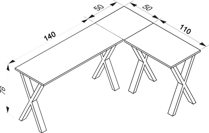 Produktbild VCM Büromöbel Eckschreibtisch Lona Tiefe 50 cm X Alu Schwarz (190 x 50 cm)