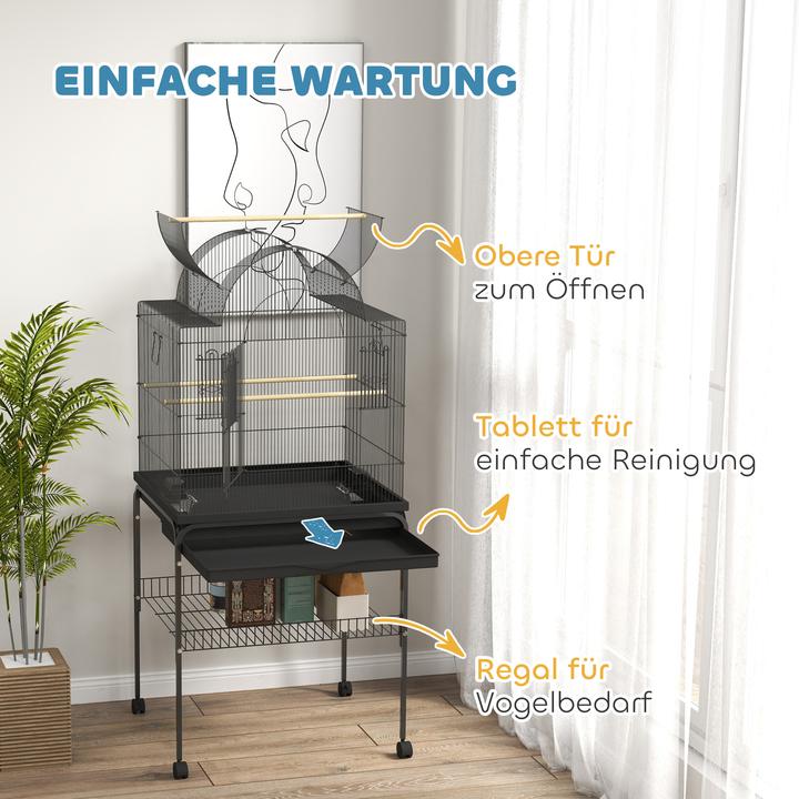 Image du produit PawHut Vogelkäfig Stahl, Kunststoff Schwarz