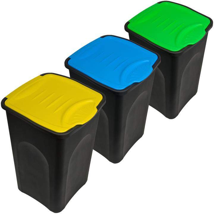Actual product image Deuba 3x Waste garbage can with hinged lid (50 l)