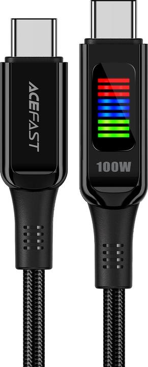 Image du produit Acefast Câble C7-03 USB-C USB-C 100W 1,2m avec écran - noir (1.20 m, USB 3.0, 100 W)