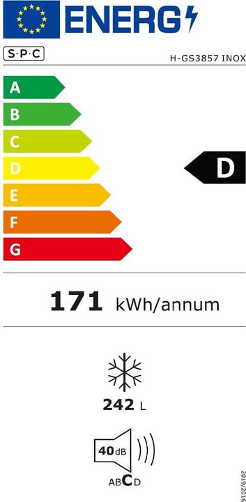 Energie-Label SPC H-GS3857 (Freistehend, 242 l)