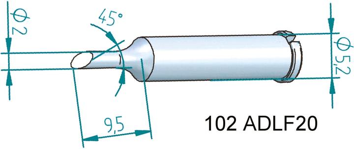 Actual product image Kurtz Ersa Soldering tip ERSADUR, lead free, 2.0mm (Soldering tip)