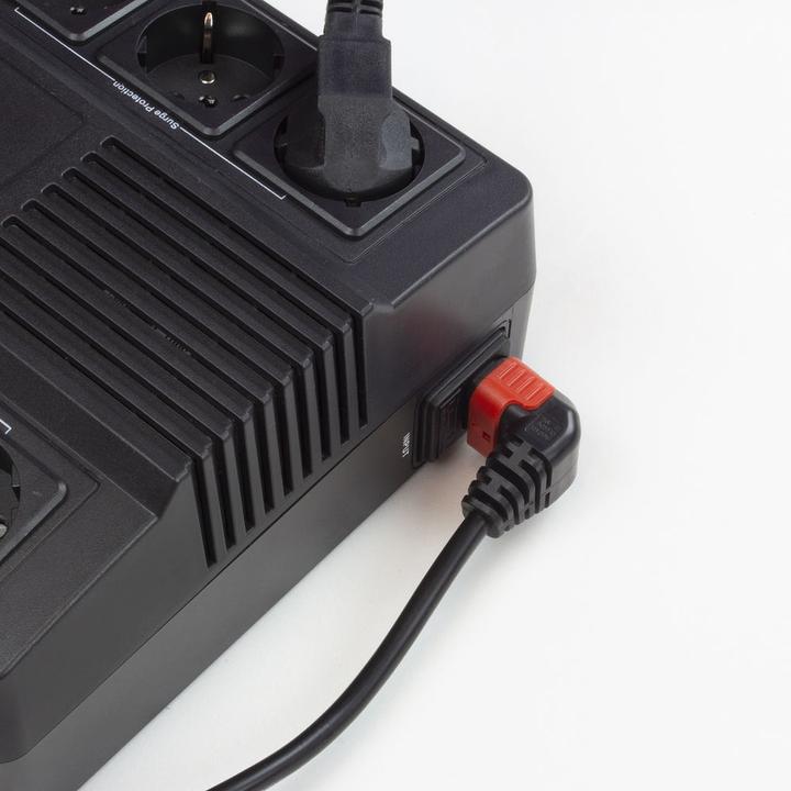 Actual product image Iec Lock 230V Powercord C14 to C13 (down angled) lockable, black, 2 meter (2 m)