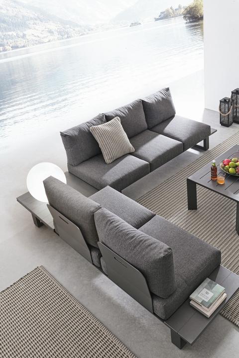 Actual product image Bizzotto Garden corner seating Konnor with cushions anthracite
