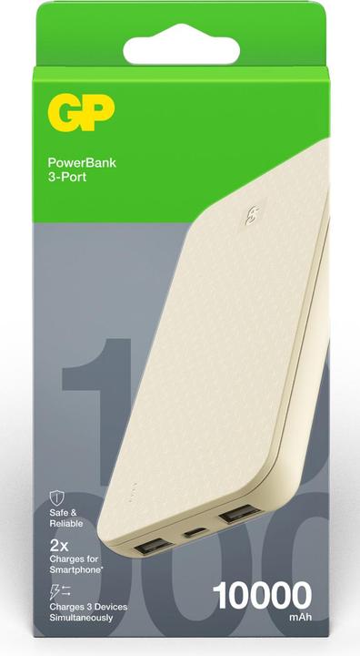 Productafbeelding GP Batteries GP Powerbank Plus 3-Port 10000 mAh - Crème (10000 mAh)