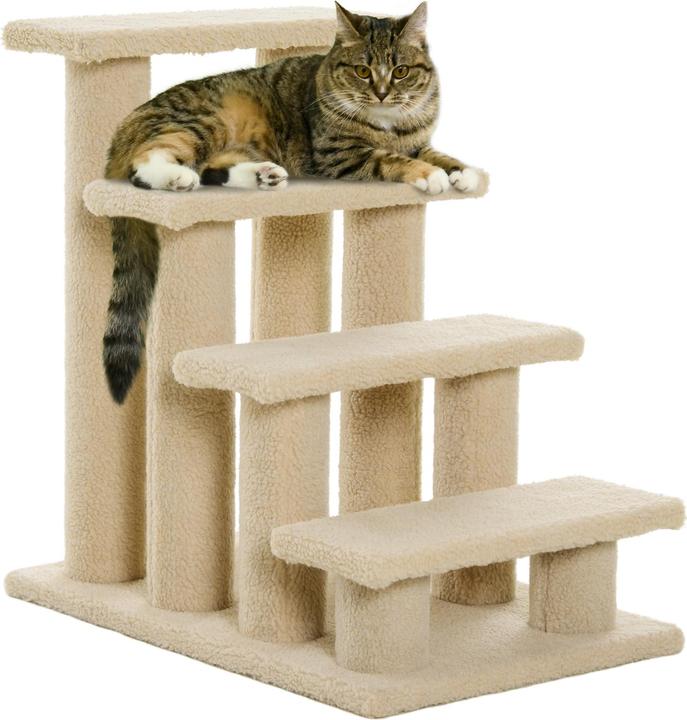 Immagine prodotto PawHut Scala per gatti con 4 gradini (60 cm, Bianco crema)