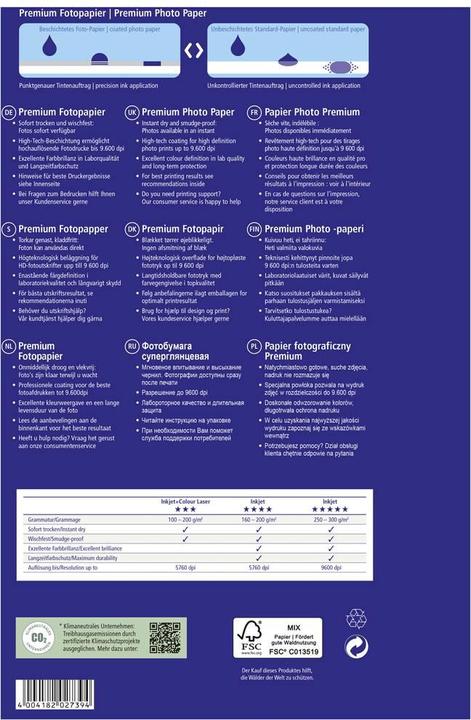 Nährwerte und Zutaten Avery BIG PACK Inkjet-Fotopapier, 40 Blatt (250 g/m², A4, 40 x)