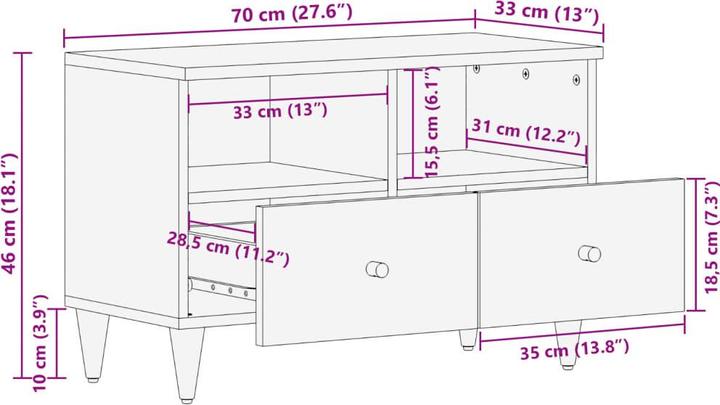 Image du produit VidaXL Meuble TV (70 x 33 x 46 cm)