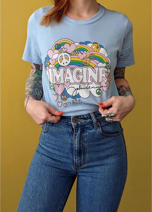 Immagine prodotto Universal Textiles Maglietta da donna/ragazzo in cotone con arcobaleni, amore e pace (XXL)