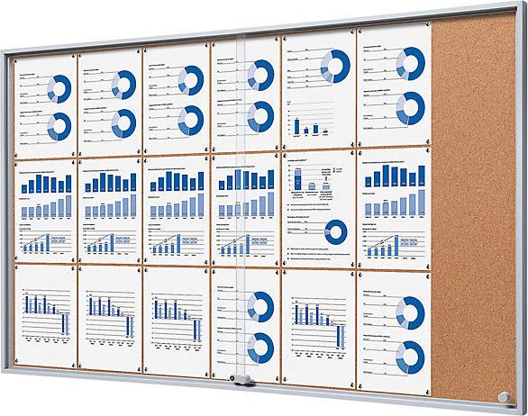 Actual product image eurokraft pro Showcase with sliding doors (Magnet board, Bulletin board, 156.5 x 94.5 cm)